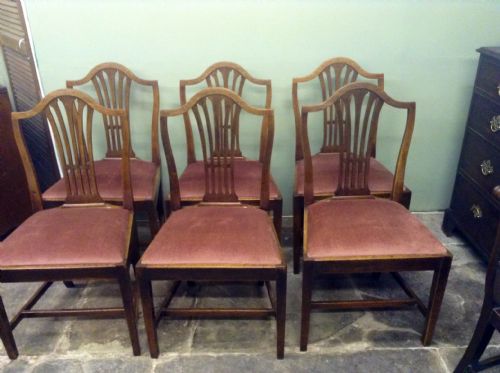 set of 6 georgian hepplewhite mahogany dining chairs - CATEGORY: ANTIQUE CHAIRS - DATED 1750