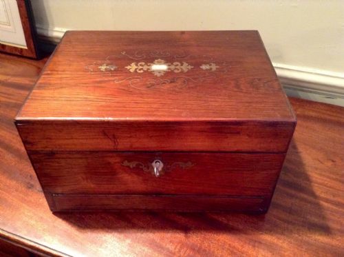 victorian rosewood inlaid vanity box - CATEGORY: ANTIQUE BOXES - DATED VICTORIAN