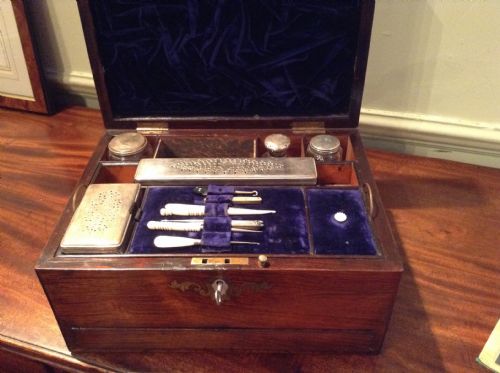 VICTORIAN ROSEWOOD INLAID VANITY BOX - ADDITIONAL PHOTO 4