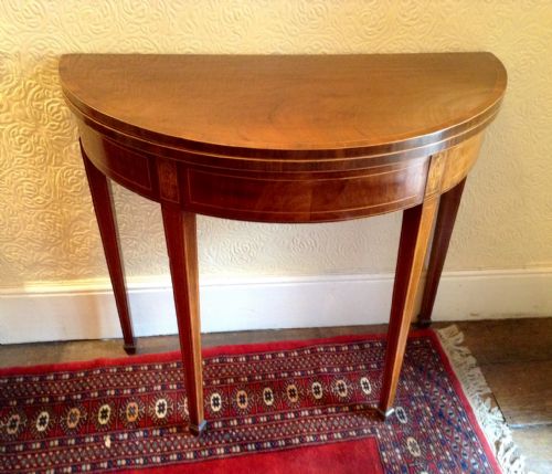 demi lune card table - CATEGORY: ANTIQUE TABLES - DATED 1800