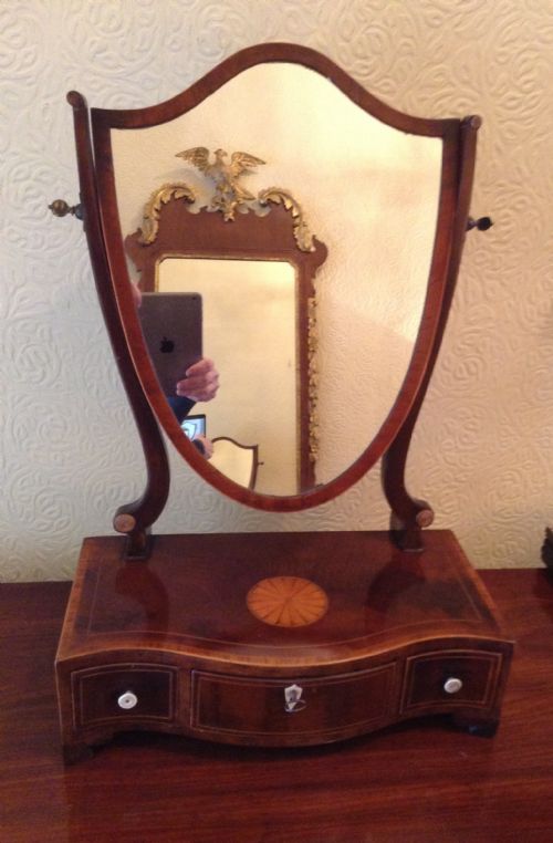 serpentine front georgian toilet mirror - CATEGORY: ANTIQUE MIRRORS - DATED 1800