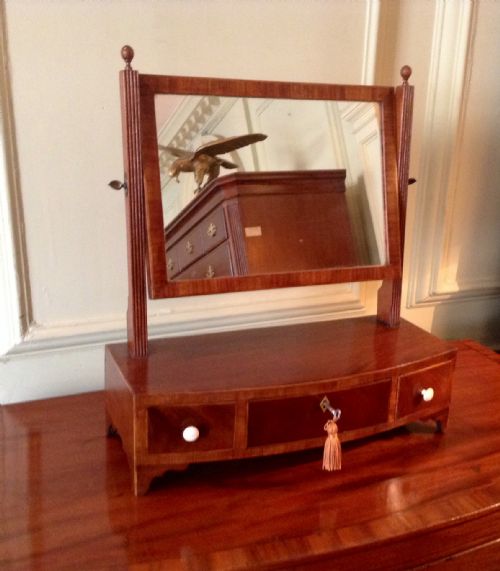 bow front toilet mirror - CATEGORY: ANTIQUE MIRRORS - DATED 19TH CENTURY