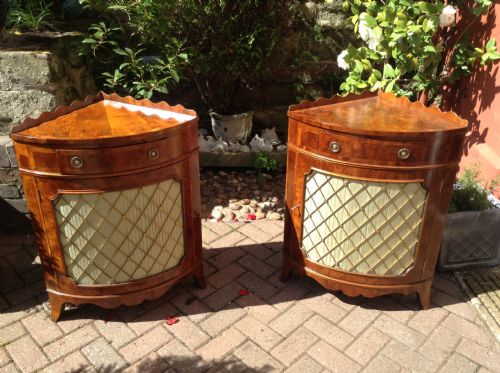 a pair of bow front corner cupboards - CATEGORY: ANTIQUE CABINETS - DATED 1920