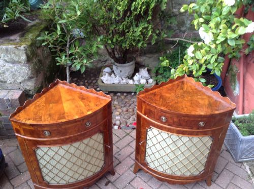 A PAIR OF BOW FRONT CORNER CUPBOARDS - ADDITIONAL PHOTO 4