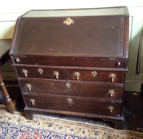 early georgian oak bureau - CATEGORY: ANTIQUE BUREAU - DATED 1750