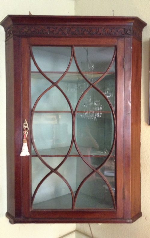 glazed georgian corner cupboard - CATEGORY: ANTIQUE CUPBOARDS - DATED 1750