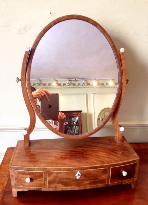 georgian bow front toilet mirror - CATEGORY: ANTIQUE MIRRORS - DATED 1800