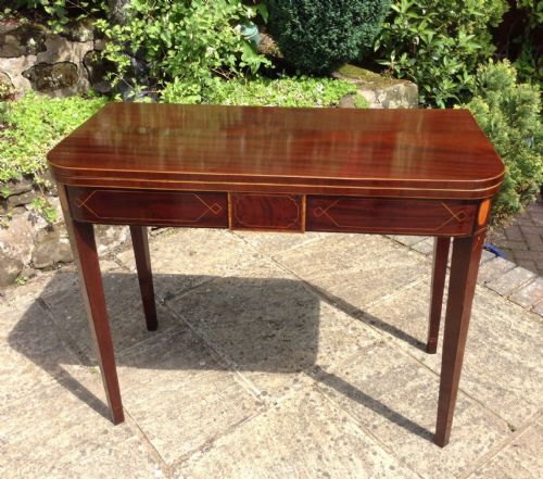 inlaid georgian card table - CATEGORY: ANTIQUE TABLES - DATED 1800