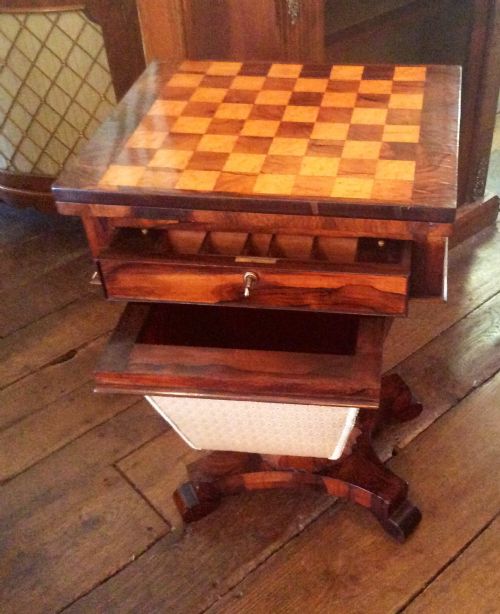 ROSEWOOD GAMES AND WORK TABLE - ADDITIONAL PHOTO 1