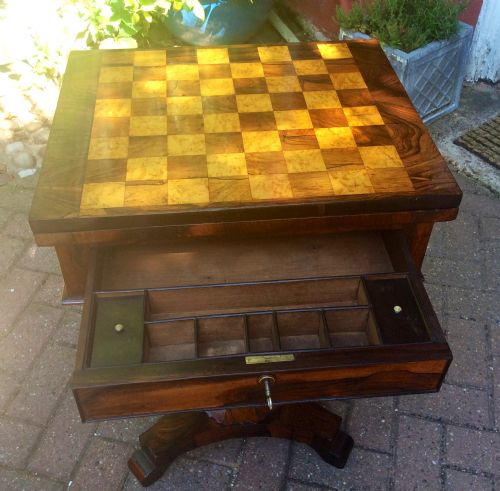 ROSEWOOD GAMES AND WORK TABLE - ADDITIONAL PHOTO 3