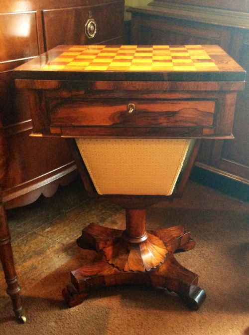 ROSEWOOD GAMES AND WORK TABLE - ADDITIONAL PHOTO 5