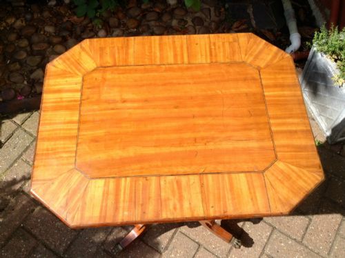 REGENCY SATINWOOD PEDESTAL WORK TABLE - ADDITIONAL PHOTO 2
