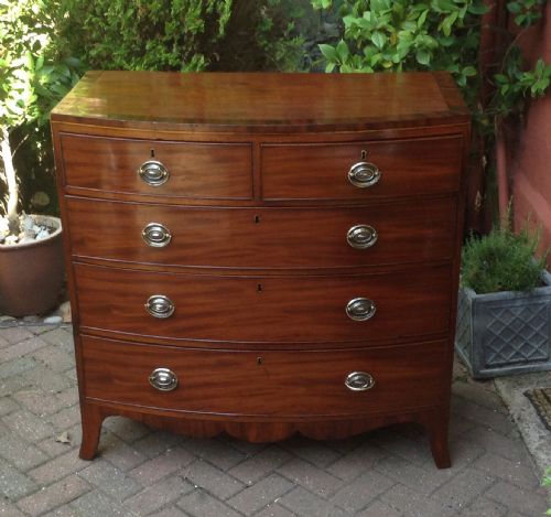 late 18th century mahogany bow front chest - CATEGORY: ANTIQUE CHEST OF DRAWERS - DATED 1800