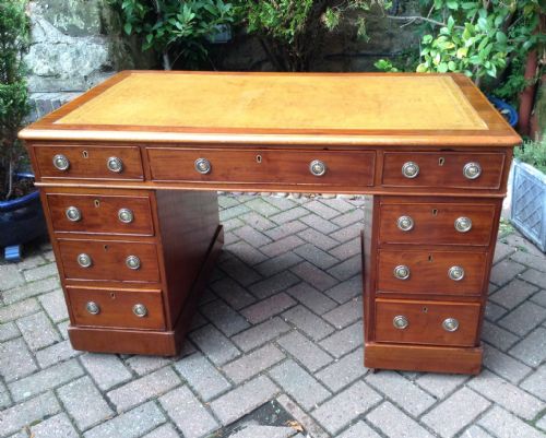 mahogany pedestal desk - CATEGORY: ANTIQUE DESKS - DATED VICTORIAN
