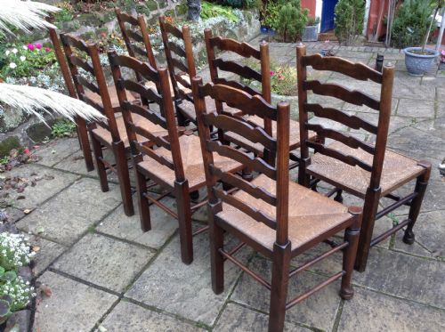 SET OF EIGHT LADDER BACK DINING CHAIRS - ADDITIONAL PHOTO 4