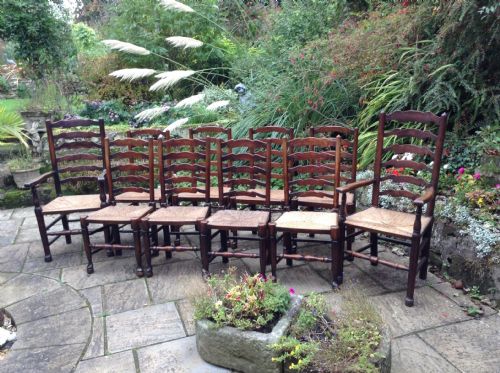 SET OF EIGHT LADDER BACK DINING CHAIRS - ADDITIONAL PHOTO 6