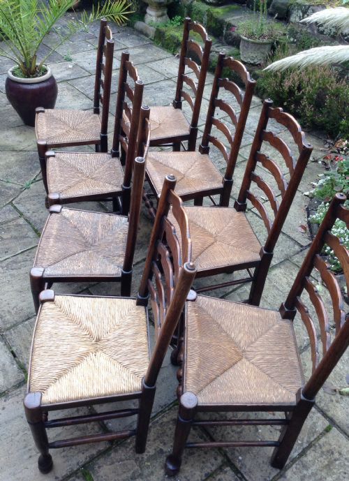 SET OF EIGHT LADDER BACK DINING CHAIRS - ADDITIONAL PHOTO 5