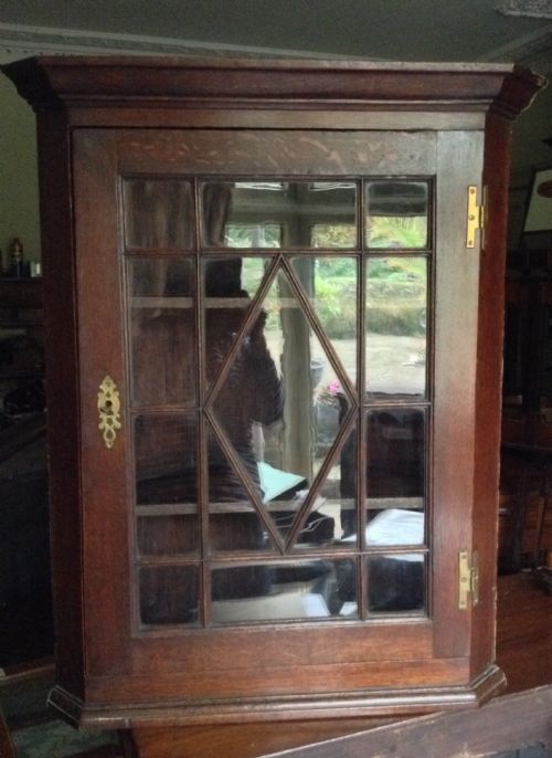 small glazed georgian corner cupboard - CATEGORY: ANTIQUE CUPBOARDS - DATED 1800