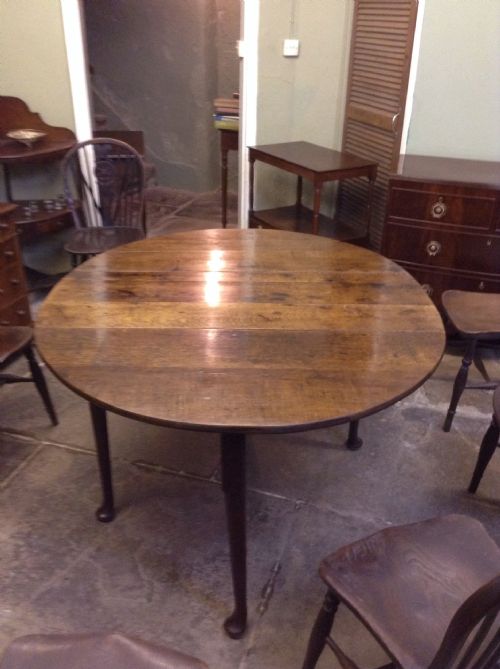 GEORGIAN OAK DROP LEAF DINING TABLE WITH LOVELY PATINA - ADDITIONAL PHOTO 1