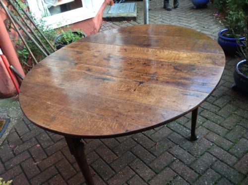 GEORGIAN OAK DROP LEAF DINING TABLE WITH LOVELY PATINA - ADDITIONAL PHOTO 4
