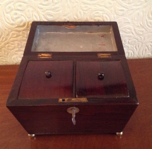 A SWEET LITTLE REGENCY ROSEWOOD TEA CADDY - ADDITIONAL PHOTO 2