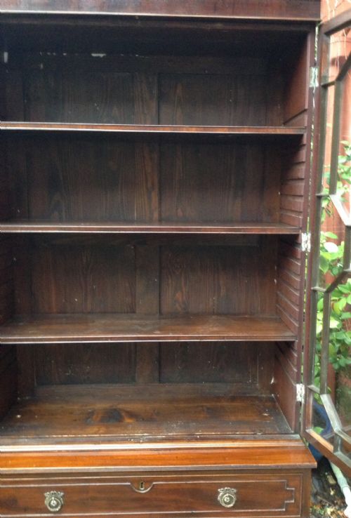 SUPER QUALITY SMALL MAHOGANY BOOKCASE ON CUPBOARD - ADDITIONAL PHOTO 2