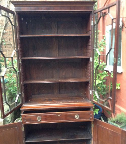 SUPER QUALITY SMALL MAHOGANY BOOKCASE ON CUPBOARD - ADDITIONAL PHOTO 3