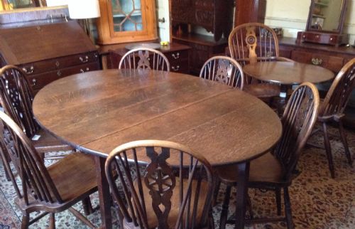 georgian oak drop leaf dining table - CATEGORY: ANTIQUE TABLES - DATED 1800