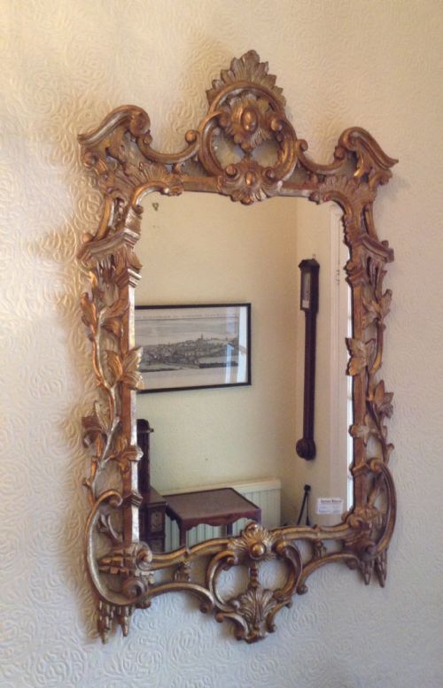 large giltwood chippendale style wall mirror - CATEGORY: ANTIQUE MIRRORS - DATED 1900
