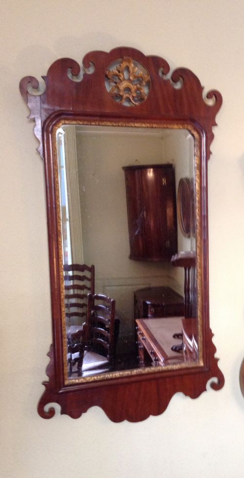 large georgian mahogany chippendale fret wall mirror - CATEGORY: ANTIQUE MIRRORS - DATED 1750