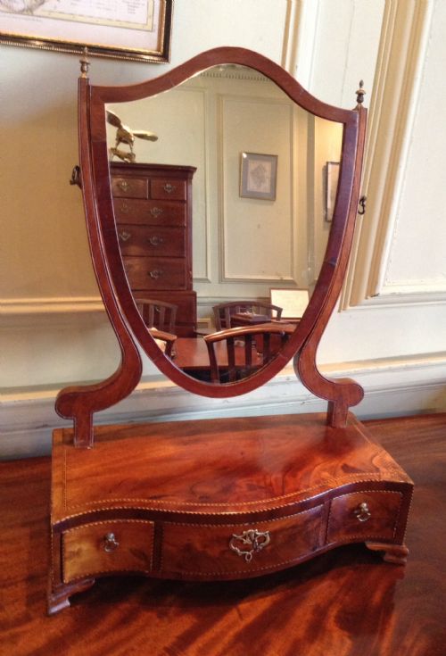 georgian serpentine front mahogany toilet or dressing table mirror - CATEGORY: ANTIQUE MIRRORS - DATED 1800
