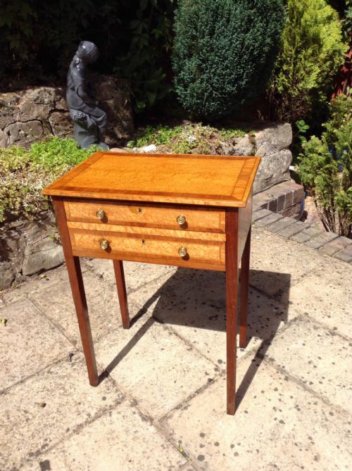 a very rare bird's eye maple sheraton period work table - CATEGORY: ANTIQUE TABLES - DATED 1800