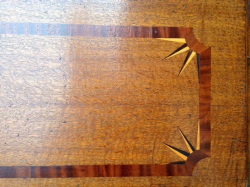RARE GEORGIAN INLAID OAK BUREAU - ADDITIONAL PHOTO 3