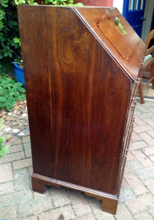 RARE GEORGIAN INLAID OAK BUREAU - ADDITIONAL PHOTO 5