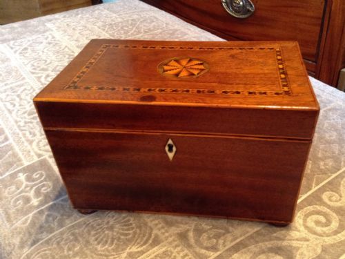 georgian inlaid tea caddy - CATEGORY: ANTIQUE BOXES - DATED 1800