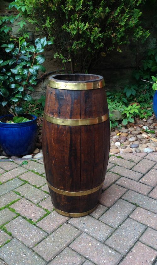 COOPERED OAK BARREL OR STICK STAND - ADDITIONAL PHOTO 1