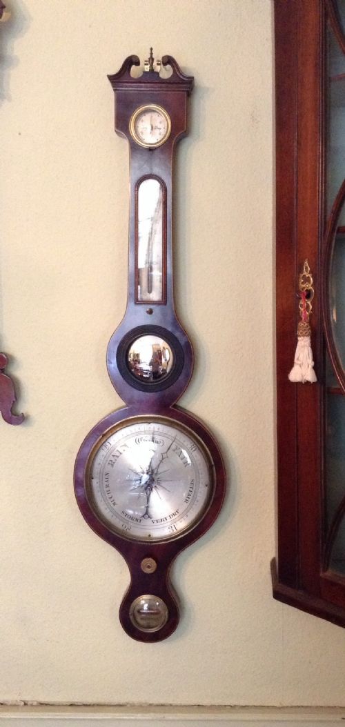 mahogany wheel barometer - CATEGORY: ANTIQUE BAROMETERS - DATED 1800