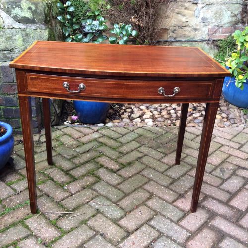 INLAID MAHOGANY BOW FRONT SIDE TABLE - ADDITIONAL PHOTO 1