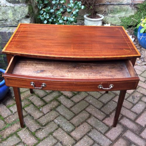 INLAID MAHOGANY BOW FRONT SIDE TABLE - ADDITIONAL PHOTO 2