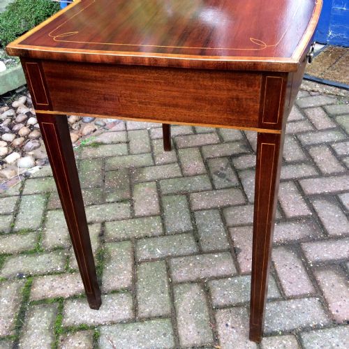 INLAID MAHOGANY BOW FRONT SIDE TABLE - ADDITIONAL PHOTO 3