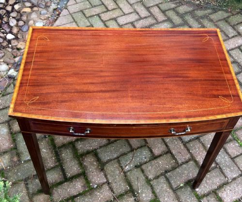 INLAID MAHOGANY BOW FRONT SIDE TABLE - ADDITIONAL PHOTO 4