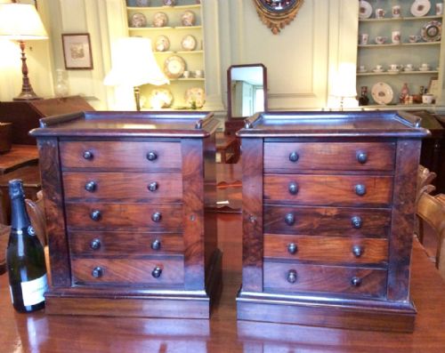 PAIR OF MINIATURE WALNUT CHEST OF DRAWERS - ADDITIONAL PHOTO 1