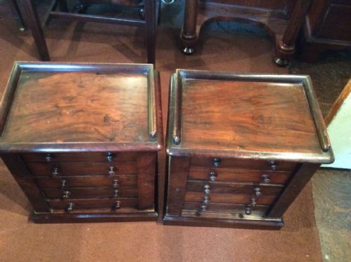 PAIR OF MINIATURE WALNUT CHEST OF DRAWERS - ADDITIONAL PHOTO 4