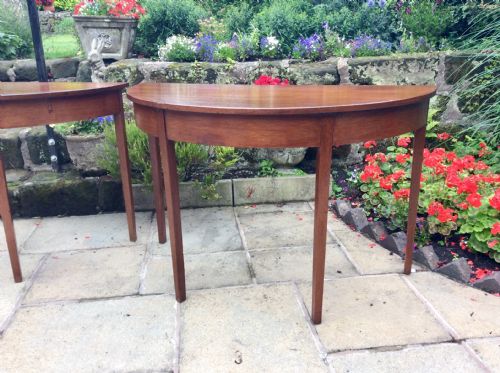 PAIR OF LATE GEORGIAN MAHOGANY DEMILUNE CONSOLE TABLES - ADDITIONAL PHOTO 5