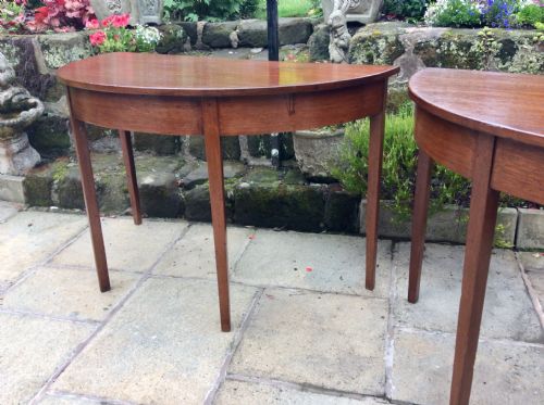 PAIR OF LATE GEORGIAN MAHOGANY DEMILUNE CONSOLE TABLES - ADDITIONAL PHOTO 8