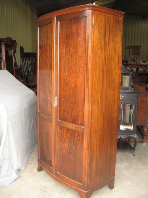 Mahogany Bow Front  Two Door Wardrobe