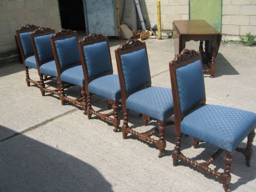 Set of Six Victorian Oak  Dining Chairs