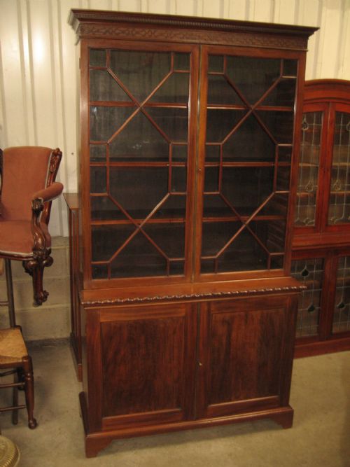 Georgian  Style Mahogany Cupboard Bookcase