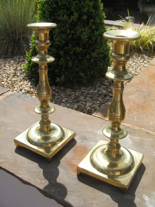 Attractive Pair of 19th Century Brass Candle Sticks