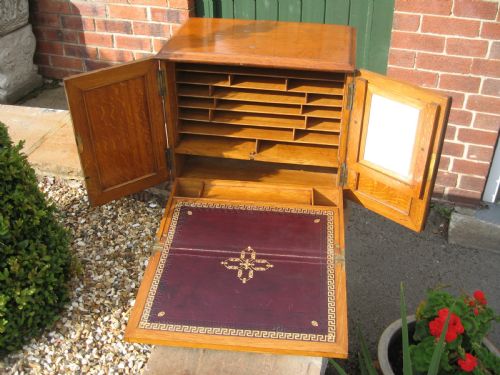 Oak Stationary  Writing Slope Cabinet